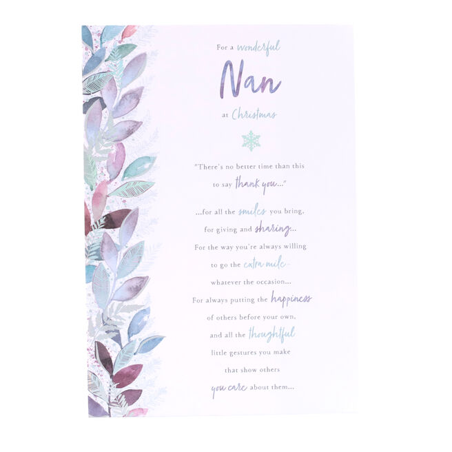 Christmas Card - Wonderful Nan, Traditional Verse