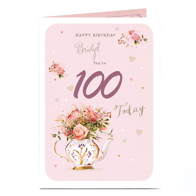 Personalised Editable Age Birthday Card - Floral Tea Pot