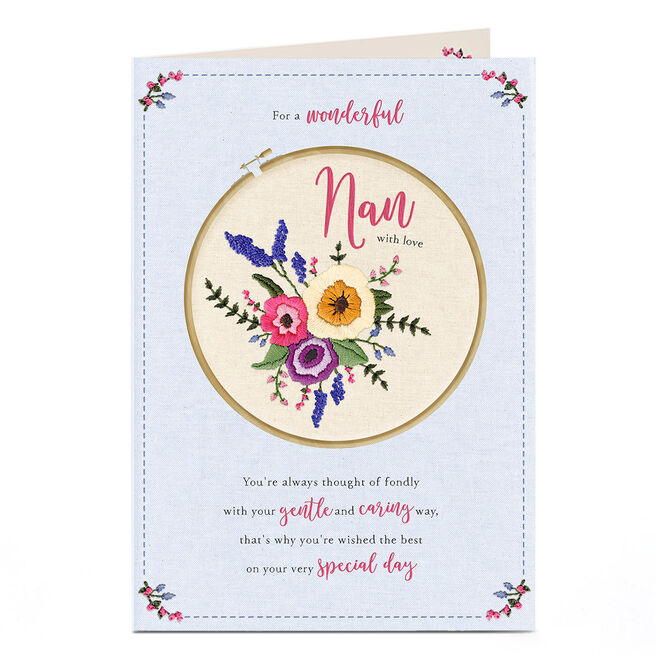 Personalised Birthday Card - For A Wonderful Nan Embroidery