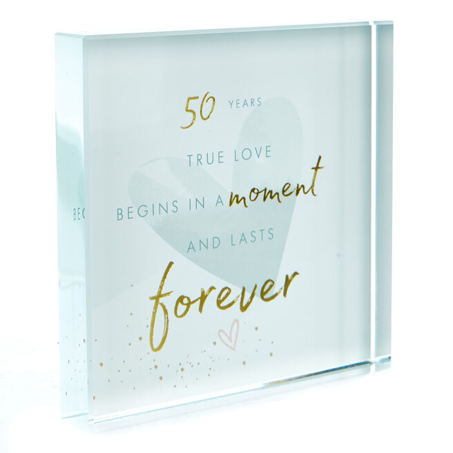 Perfect Together Glass Keepsake - 50th Anniversary