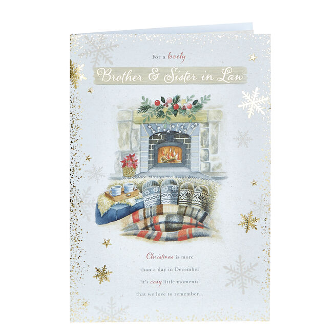 Christmas Card - Lovely Brother & Sister Law Fireplace
