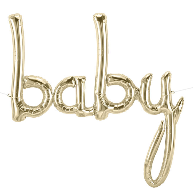 31-Inch White Gold Script Balloon - Baby