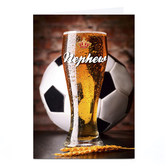 Personalised Card - Pint & Football, Nephew