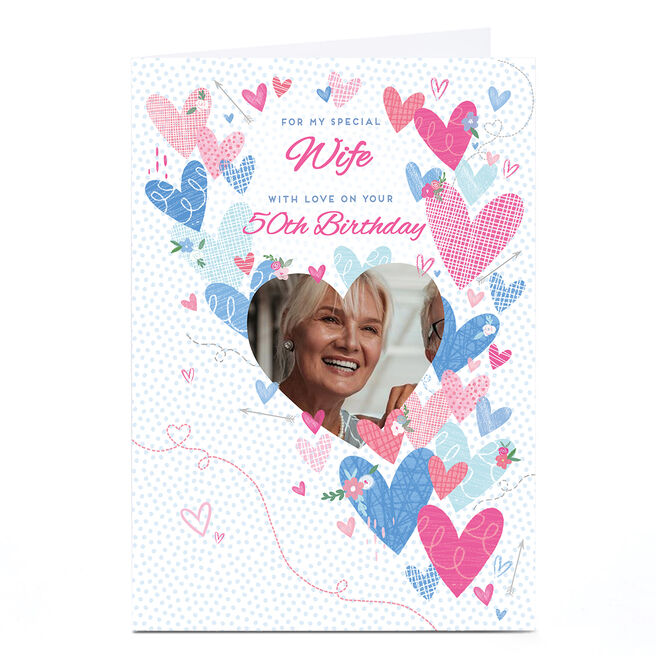 Photo 50th Birthday Card - With Love, Wife