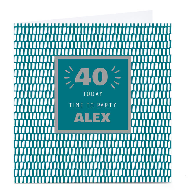 Personalised 40th Birthday Card - Time To Party Green