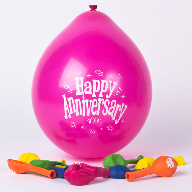 Multicoloured Happy Anniversary Small Latex Balloons, Pack Of 10 