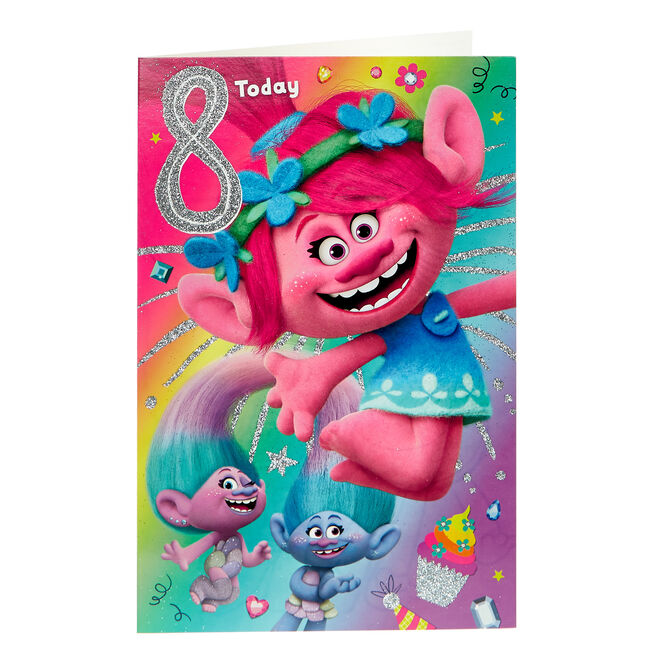 Trolls 8th Birthday Card