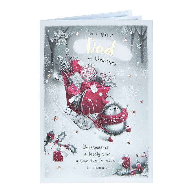 Christmas Card - Special Dad Hedgehog 