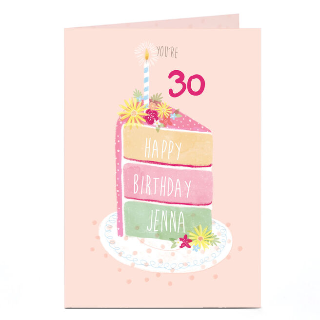 Personalised Birthday Card - Slice Of Cake,  Editable Age 