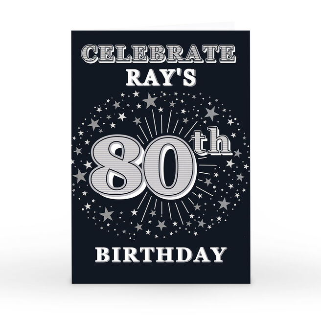 Personalised 80th Birthday Invitation - Silver Stars