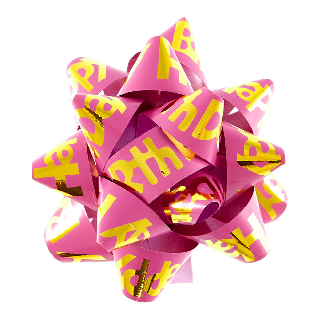 Small Pink Happy Birthday Gift Bow