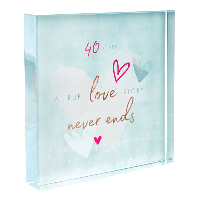 Perfect Together Glass Keepsake - 40th Anniversary