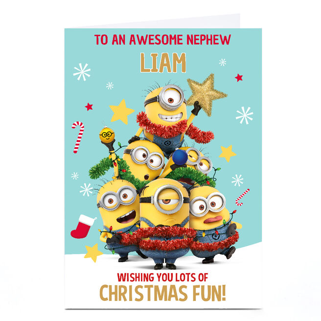 Personalised Christmas Reworks Card - Minions - Christmas Fun!