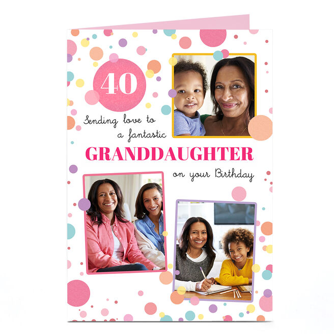 Photo Birthday Card - Colourful Dots Sending Love