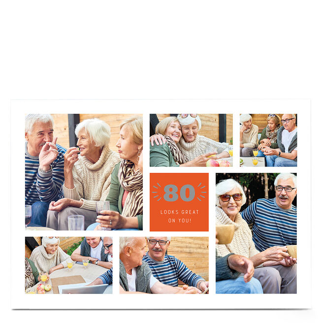 Photo 80th Birthday Card - Looks Great On You [Editable Age]