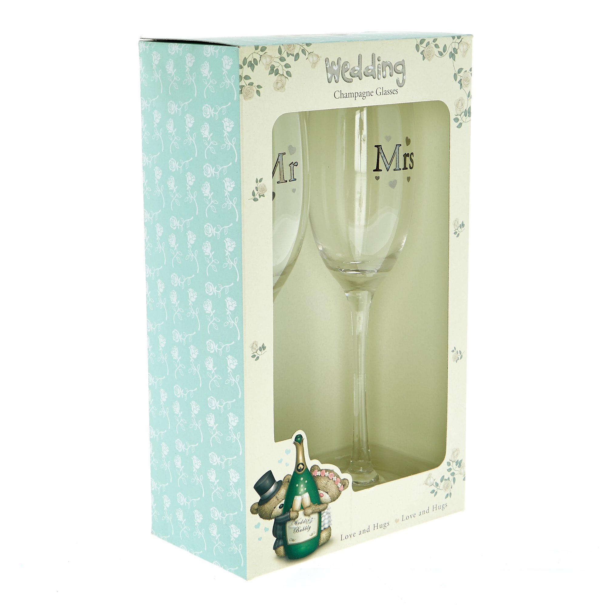 Hugs Bear Wedding Champagne Glasses - Set Of 2