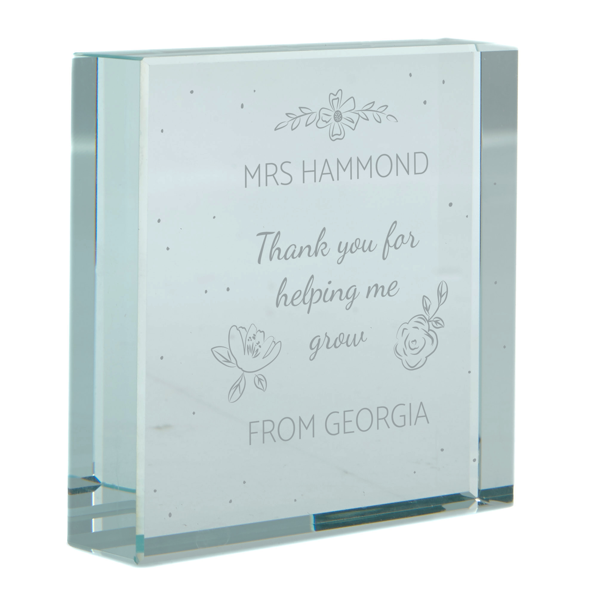 Personalised Glass Token - Thank You Teacher Floral