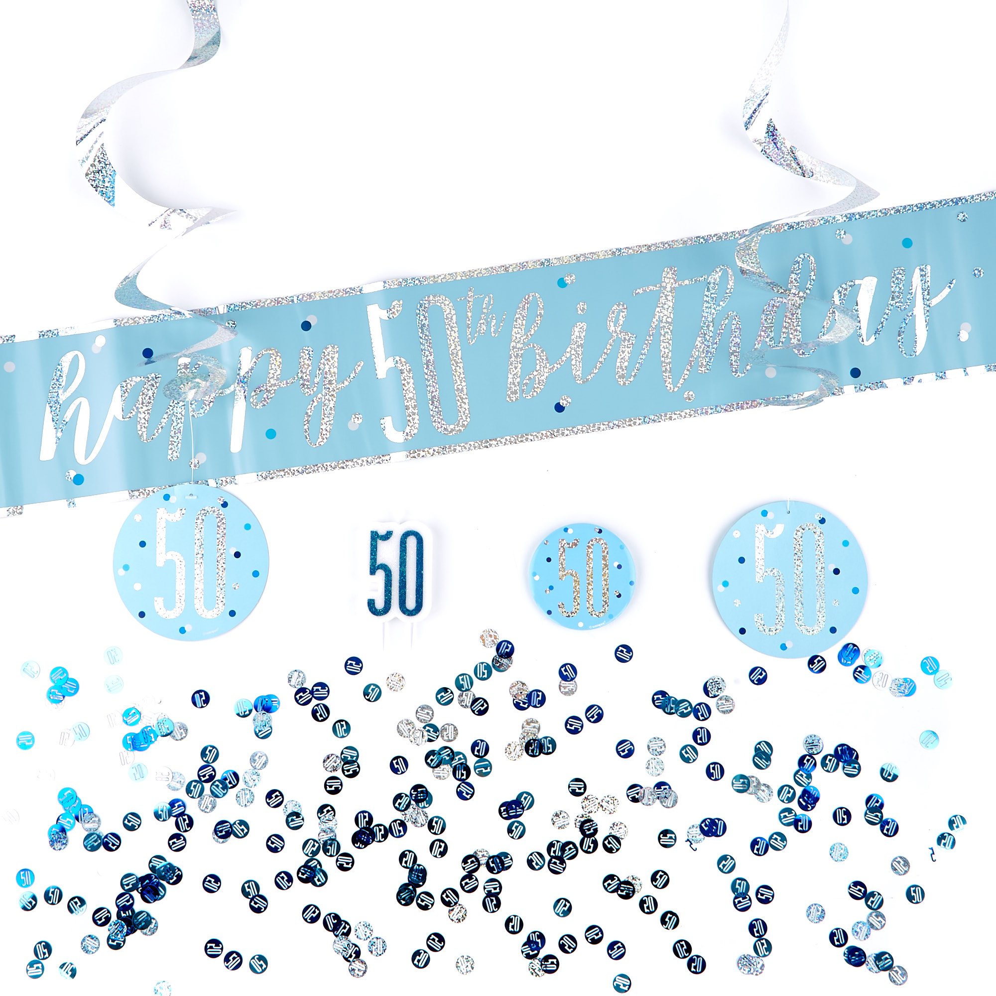 Blue 50th Birthday Party Accessories Kit - 11 Piece