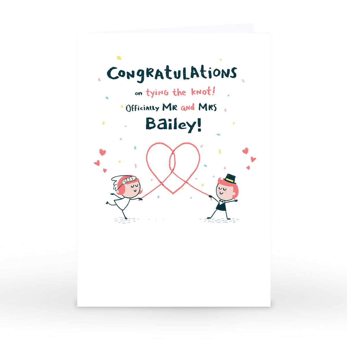 Personalised Hew Ma Wedding Card - Tying The Knot 