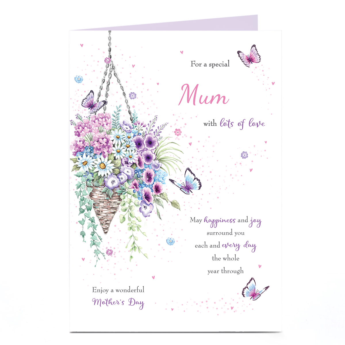 Personalised Mother's Day Card - Happiness & Joy, Mum