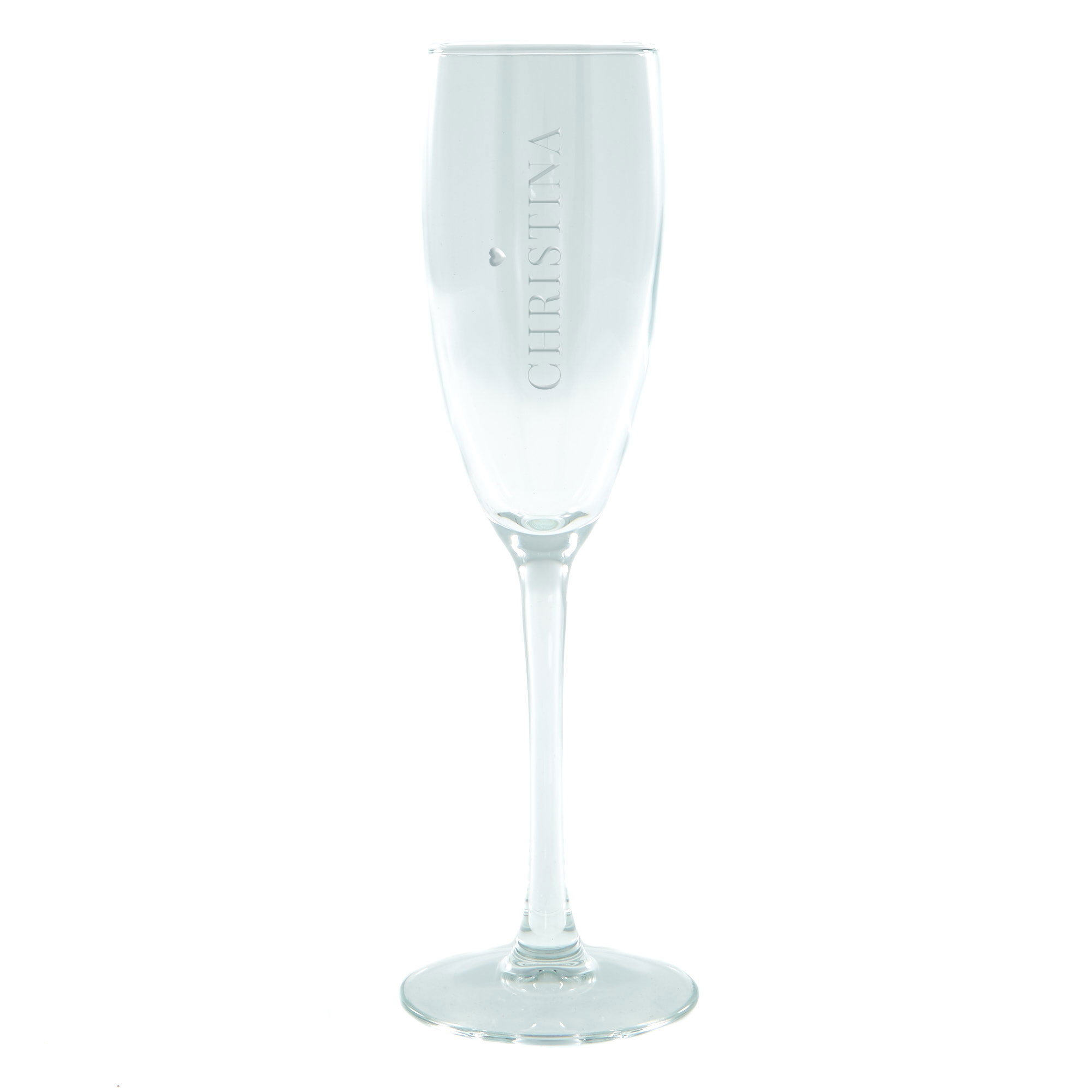 Personalised Engraved Champagne Flute - Heart & Name