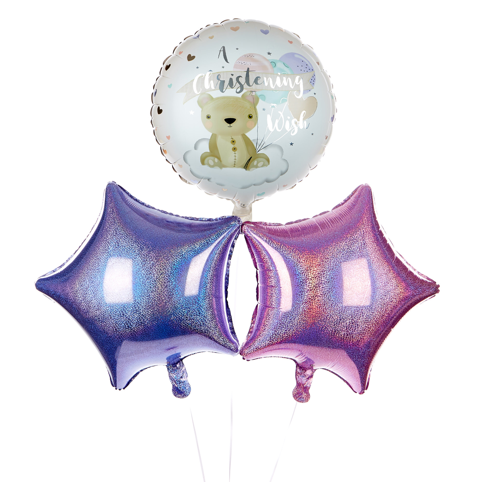 Pink Christening Wish Balloon Bouquet - DELIVERED INFLATED!