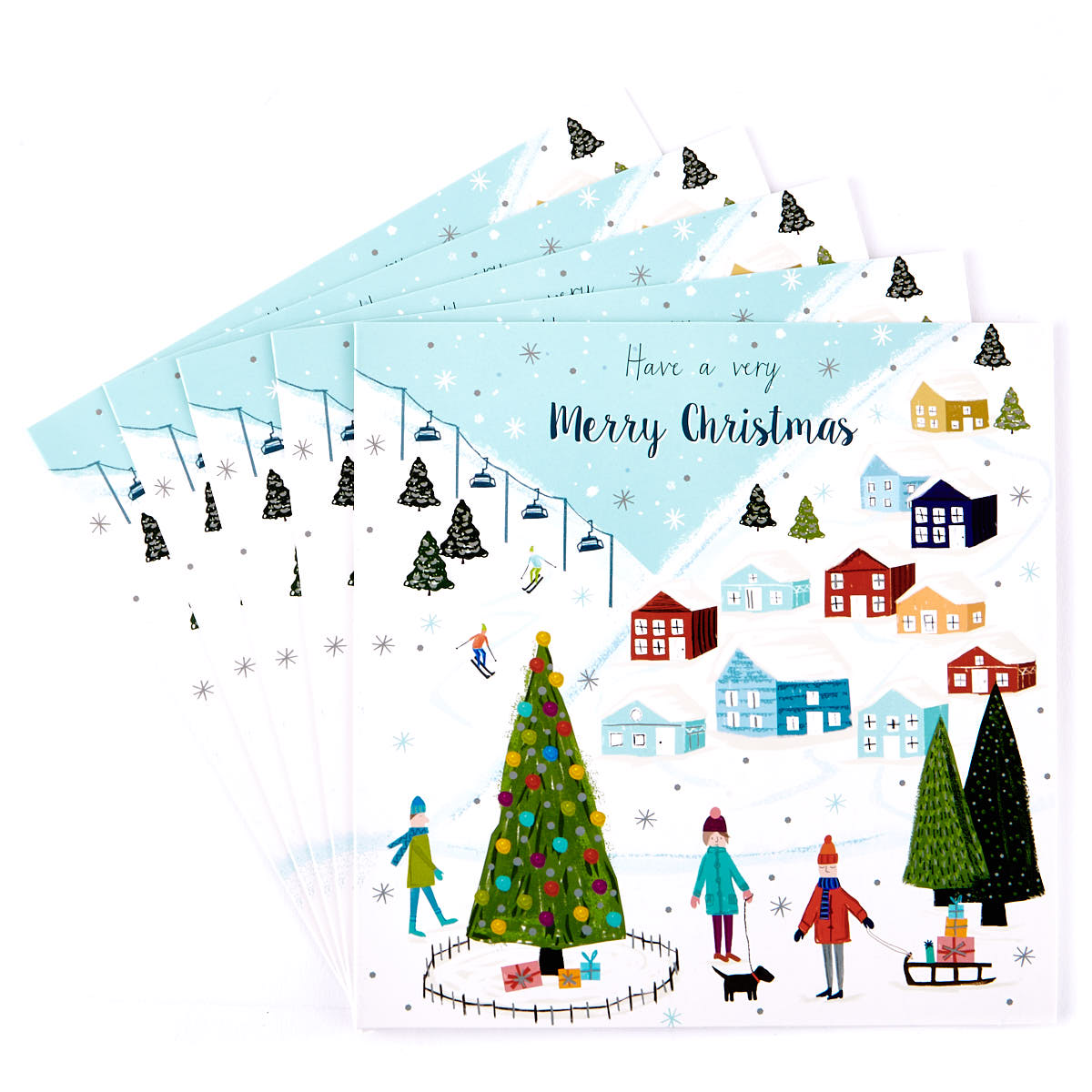Charity Christmas Cards - Snowy Town Pack Of 10