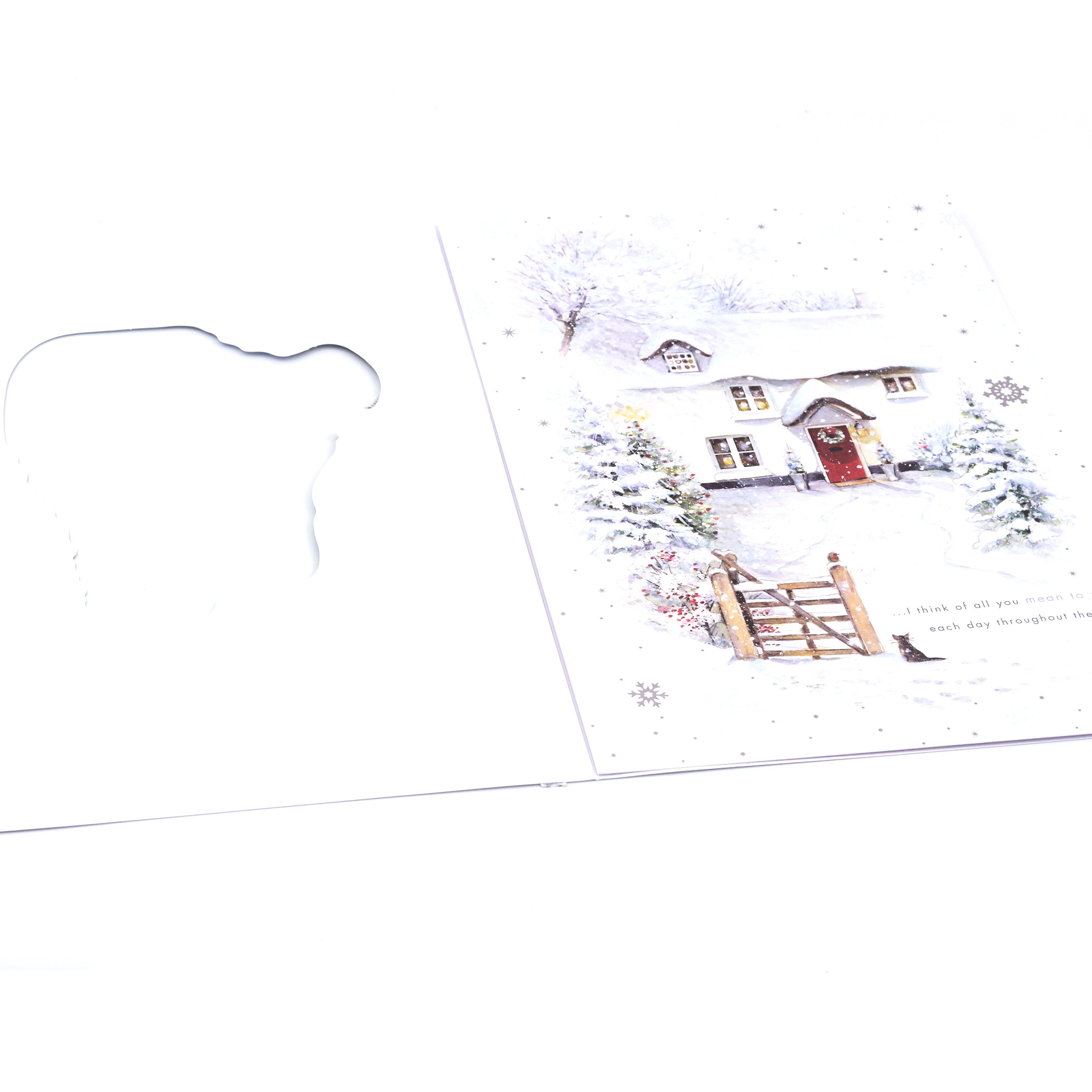 Christmas Card - Wonderful Husband, Traditional Snowy House