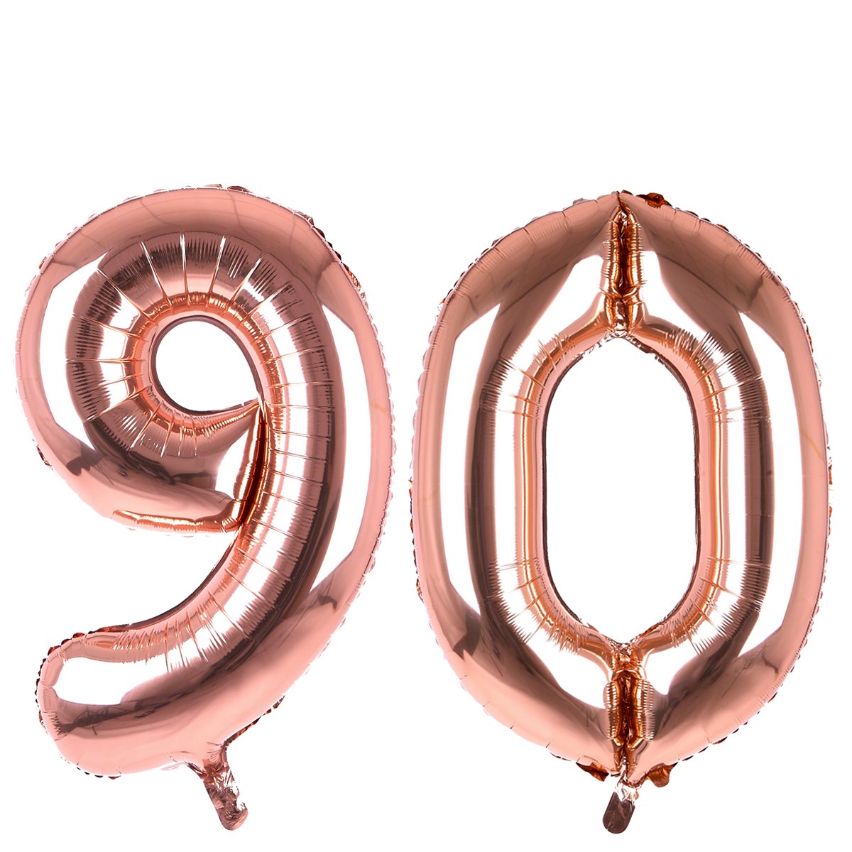 Age 90 Giant Foil Helium Numeral Balloons - Rose Gold (deflated)