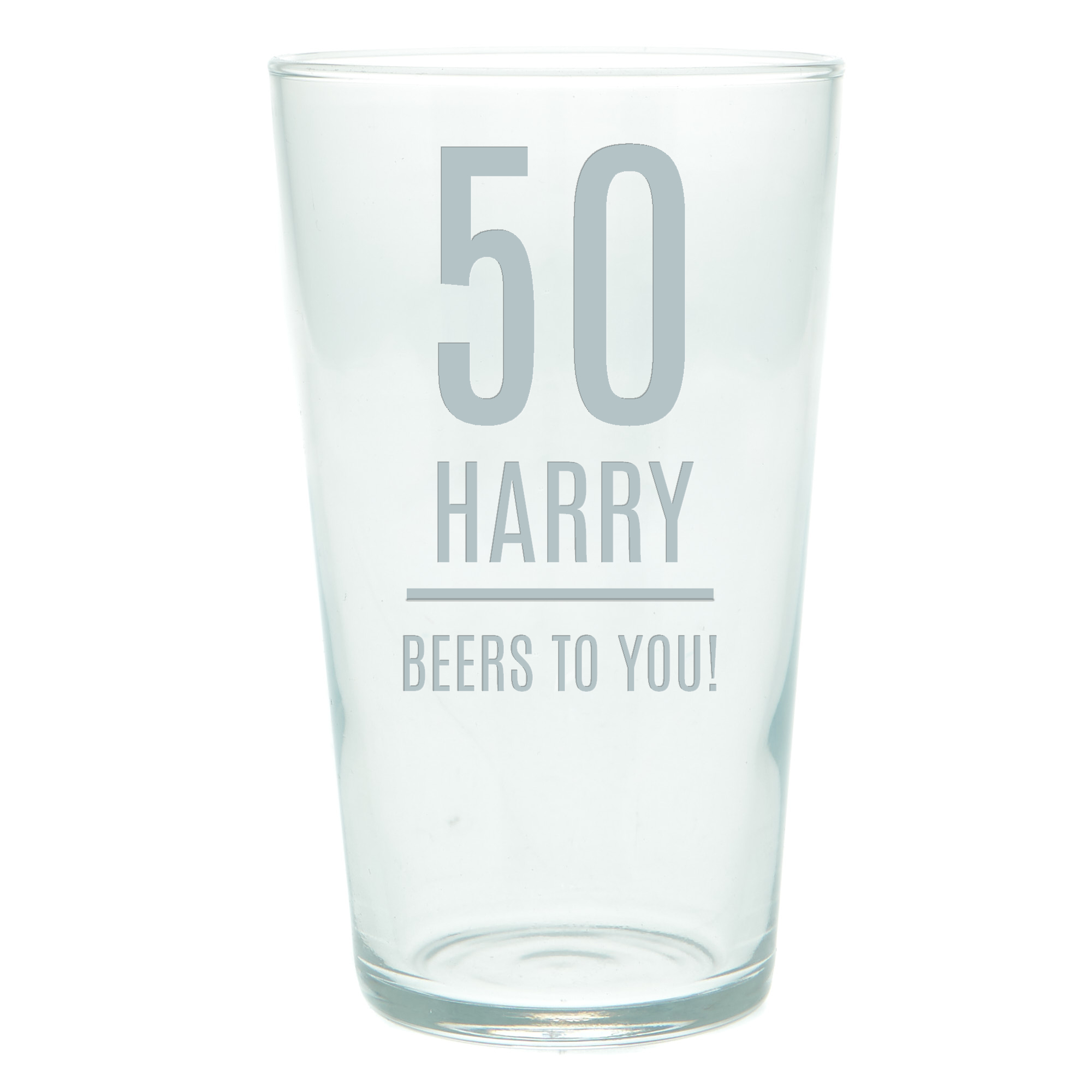 Personalised 50th Birthday Pint Glass - Any Age, Name & Message