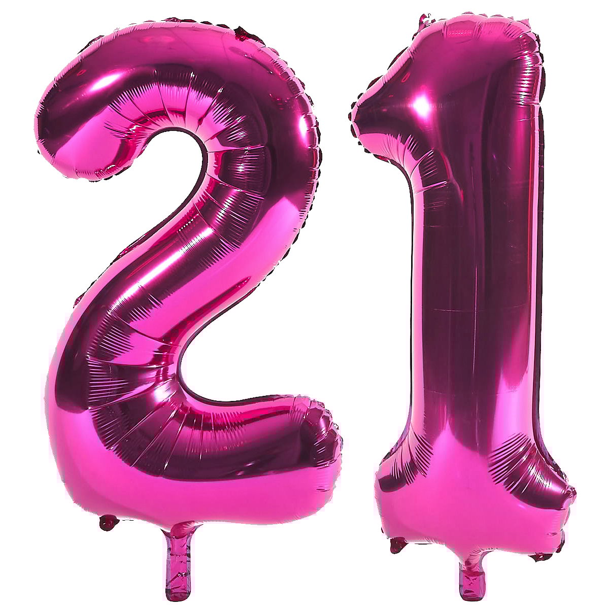 Age 21 Giant Foil Helium Numeral Balloons - Pink (deflated)