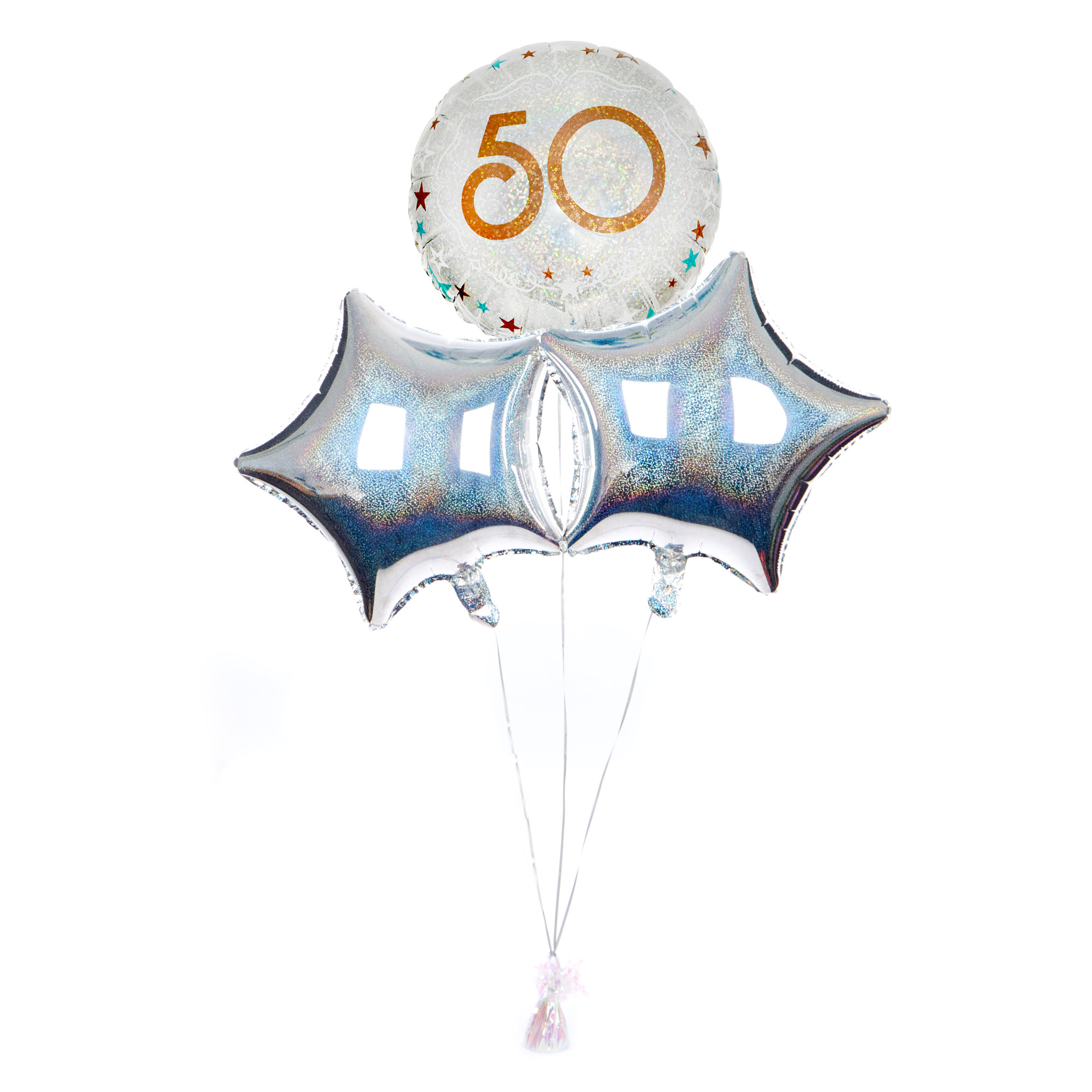Silver & Bronze 50th Birthday Balloon Bouquet - DELIVERED INFLATED!