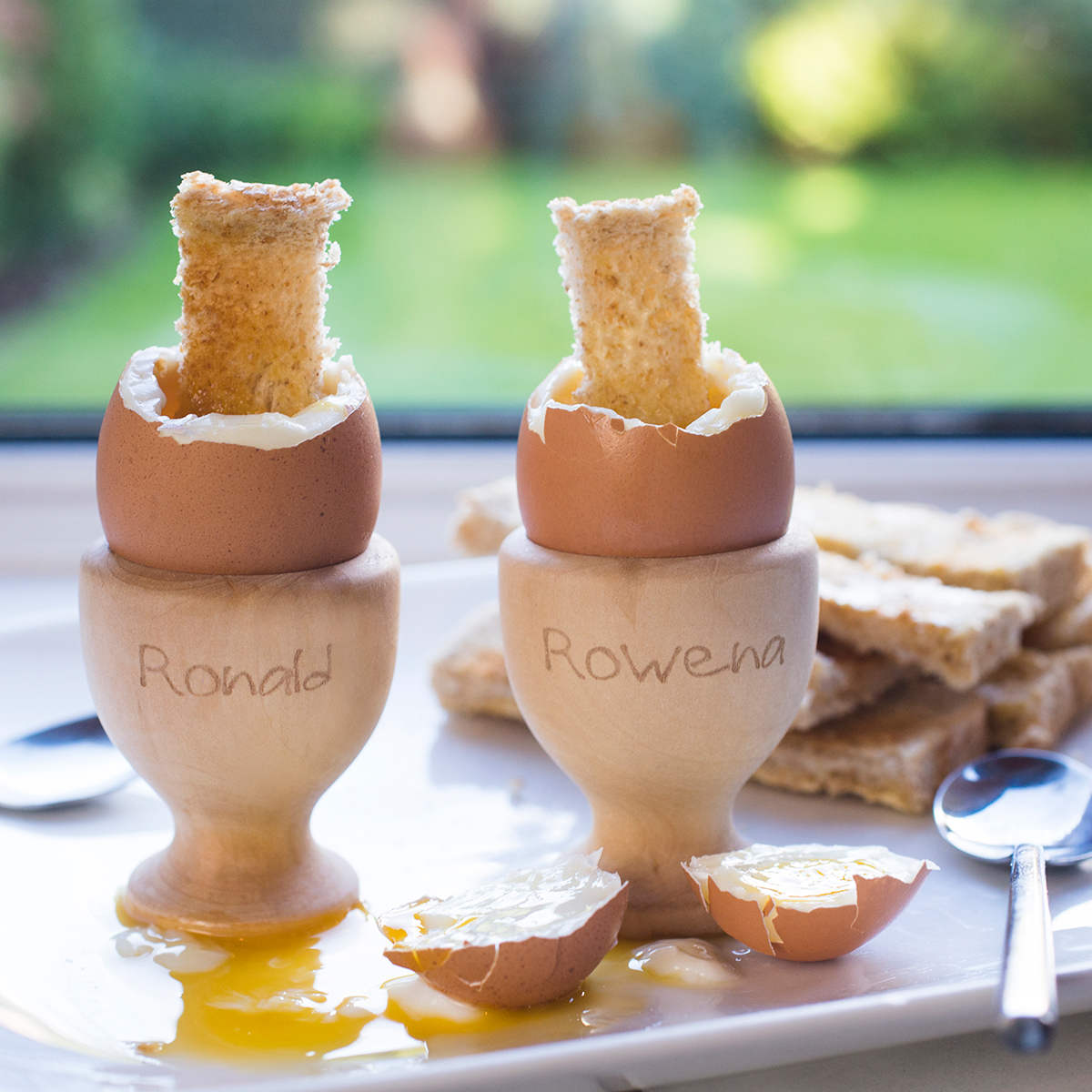 Personalised Engraved Set Of 2 Wooden Egg Cups - His & Hers