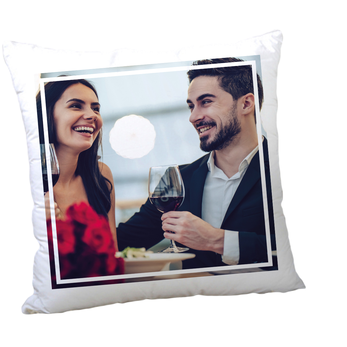 Photo Upload Valentine's Cushion - 1 Photo, White Border
