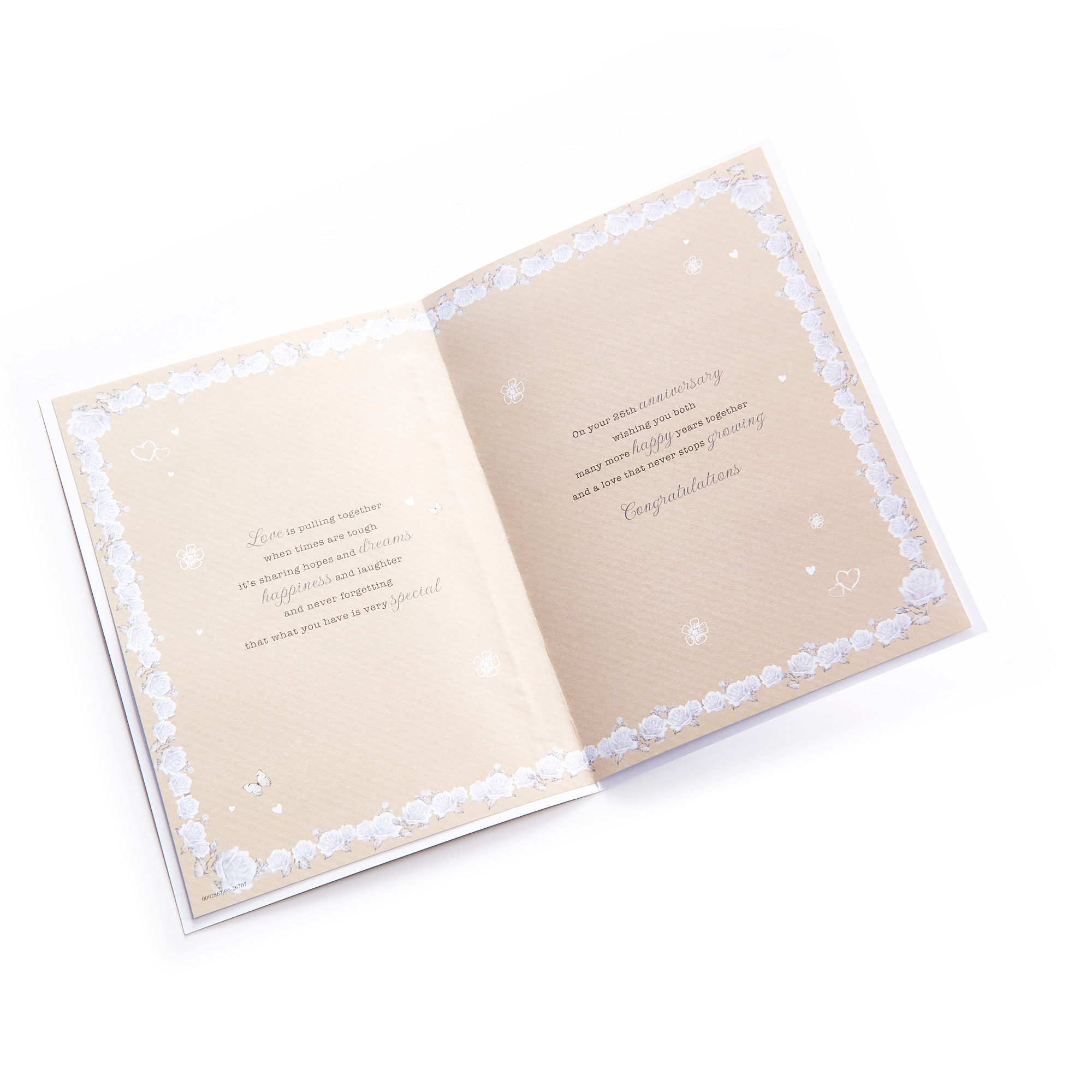25th Wedding Anniversary Card - Silver