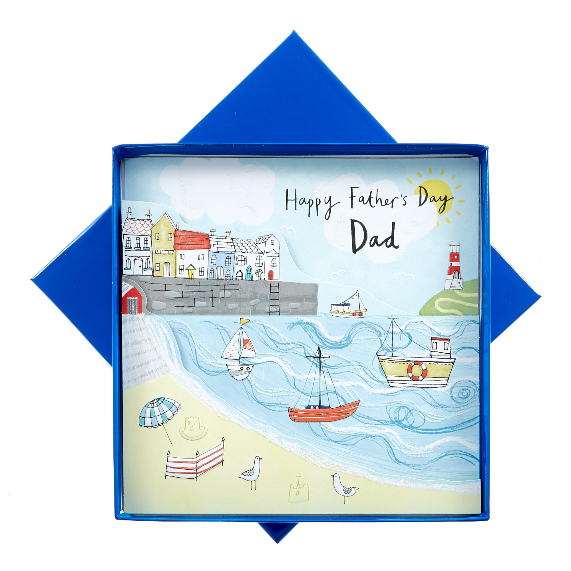 Boxed Father's Day Card - Dad, Coastal Scene 