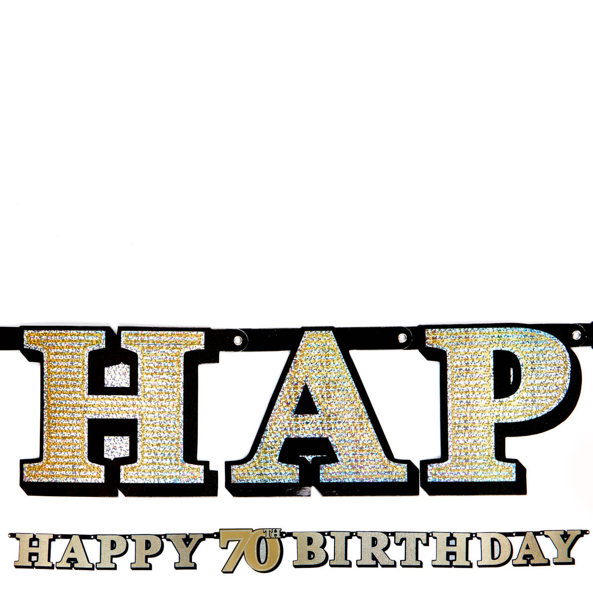 Gold Holographic 70th Birthday Letter Banner