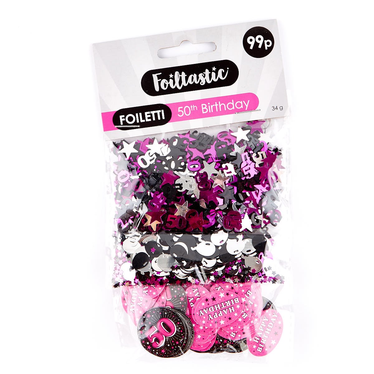 50th Birthday Pink Foiletti - Pack Of Three