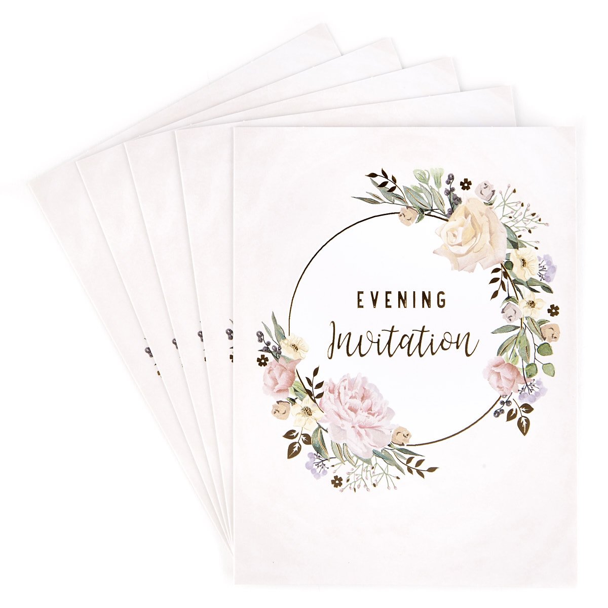 Evening Wedding Invitations, Floral Pink - Pack of 12