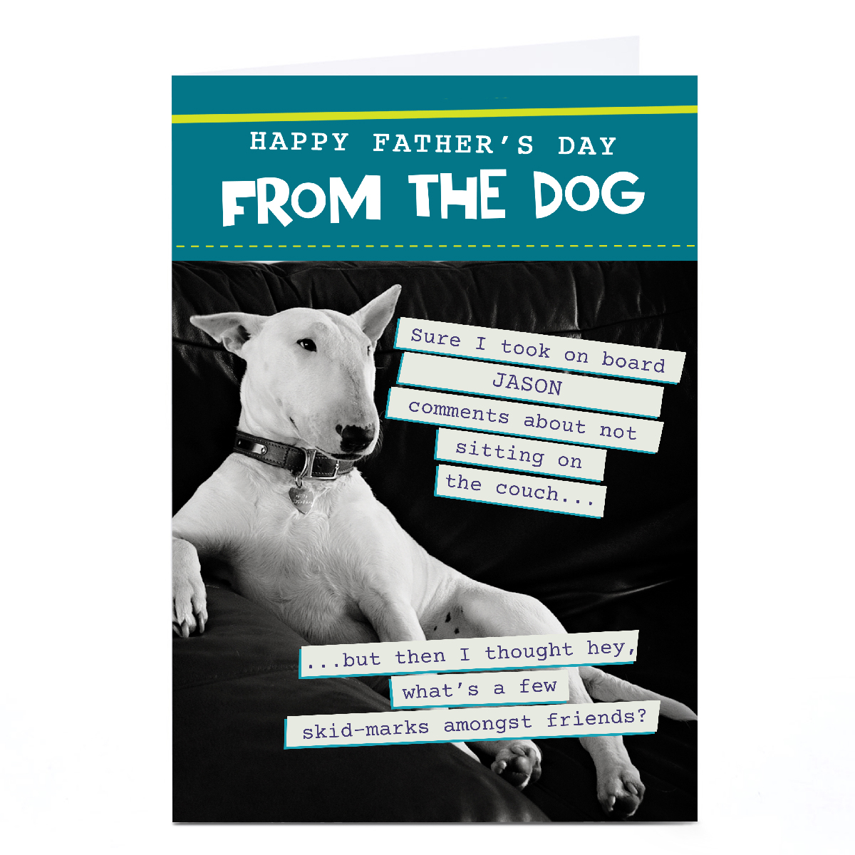 Personalised Quitting Hollywood Father's card -From the Dog