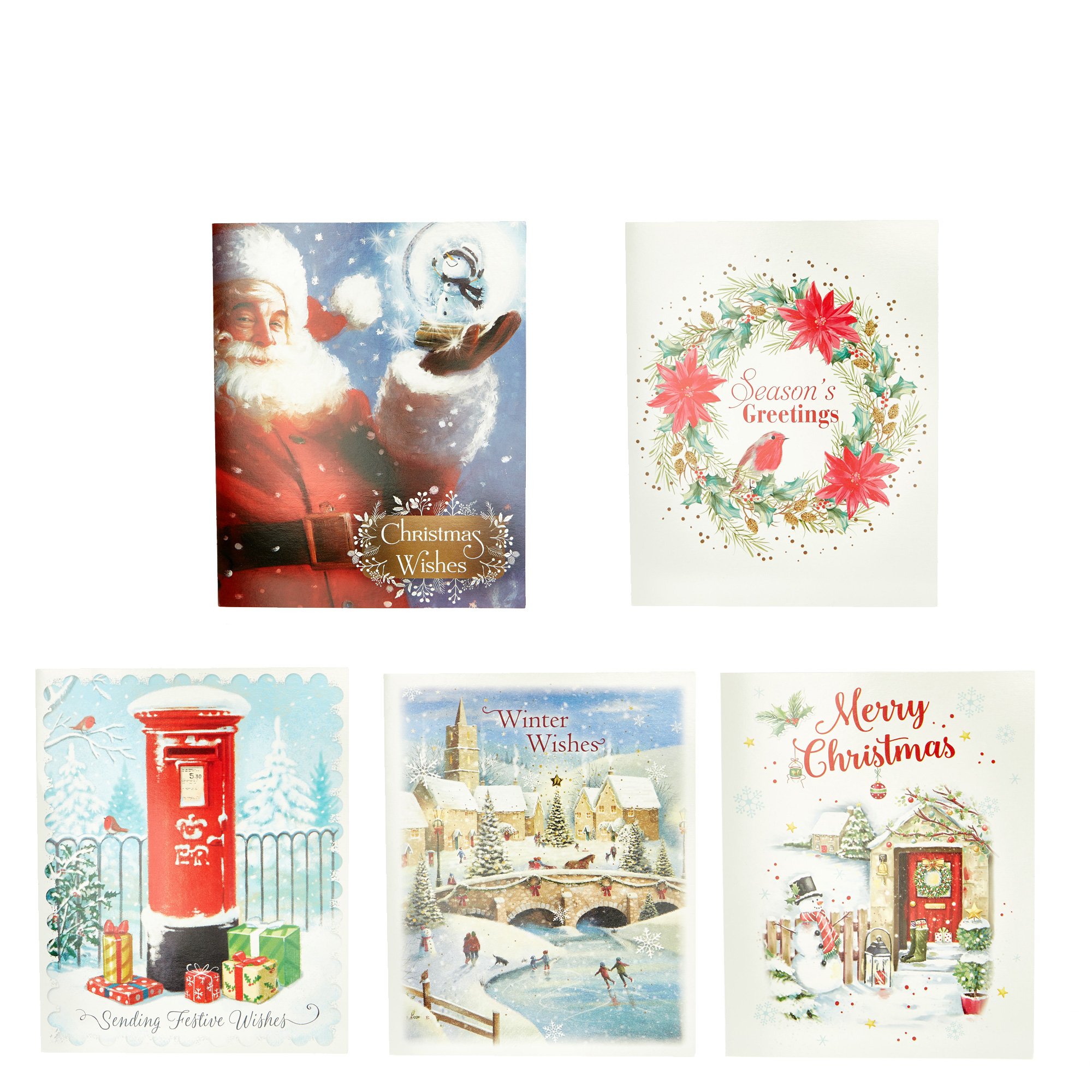 Pack of 30 Traditional Christmas Cards - 5 Designs 