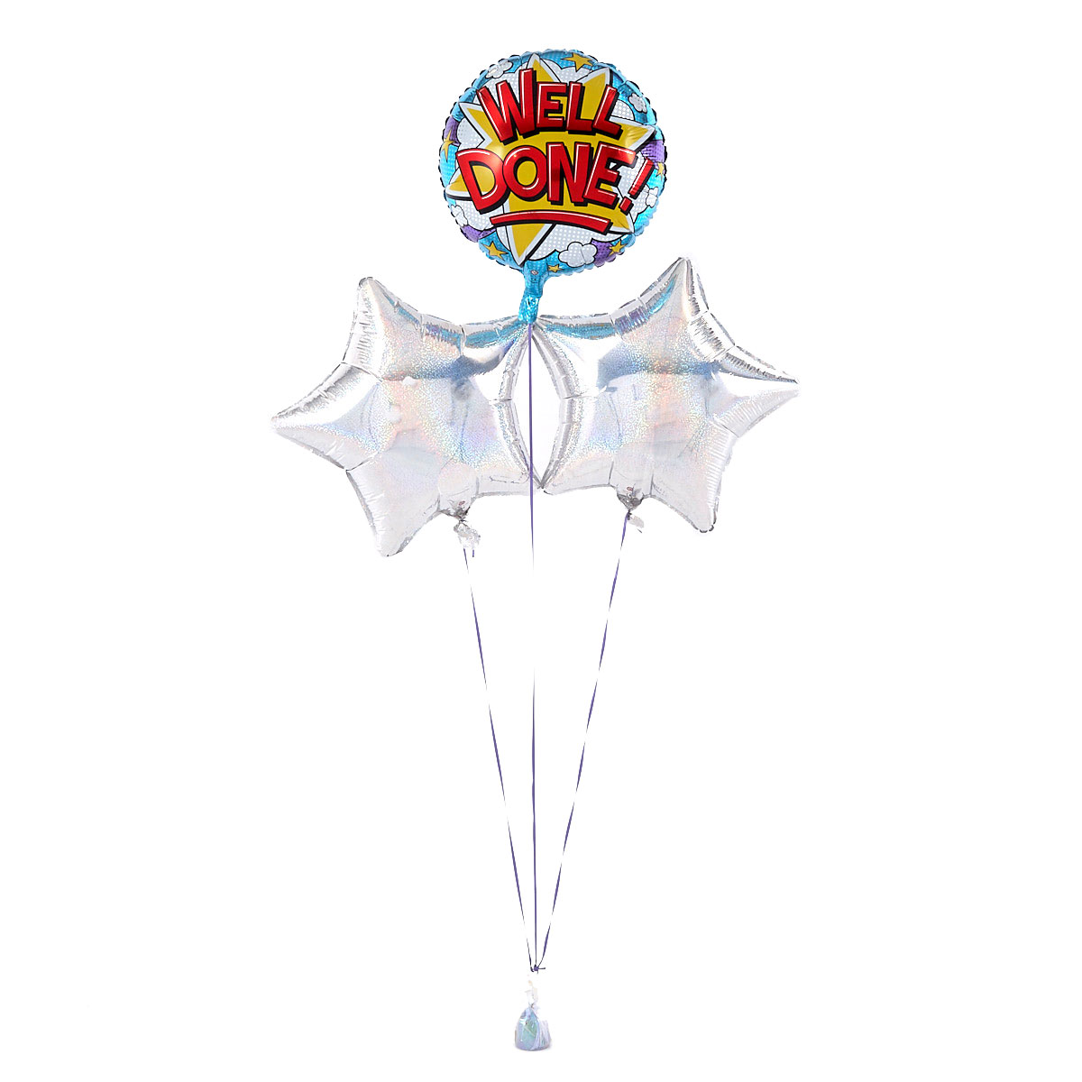 Well Done Silver Balloon Bouquet - DELIVERED INFLATED!