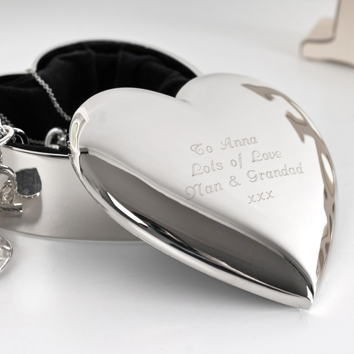 Engraved Silver-Plated Heart Trinket Box