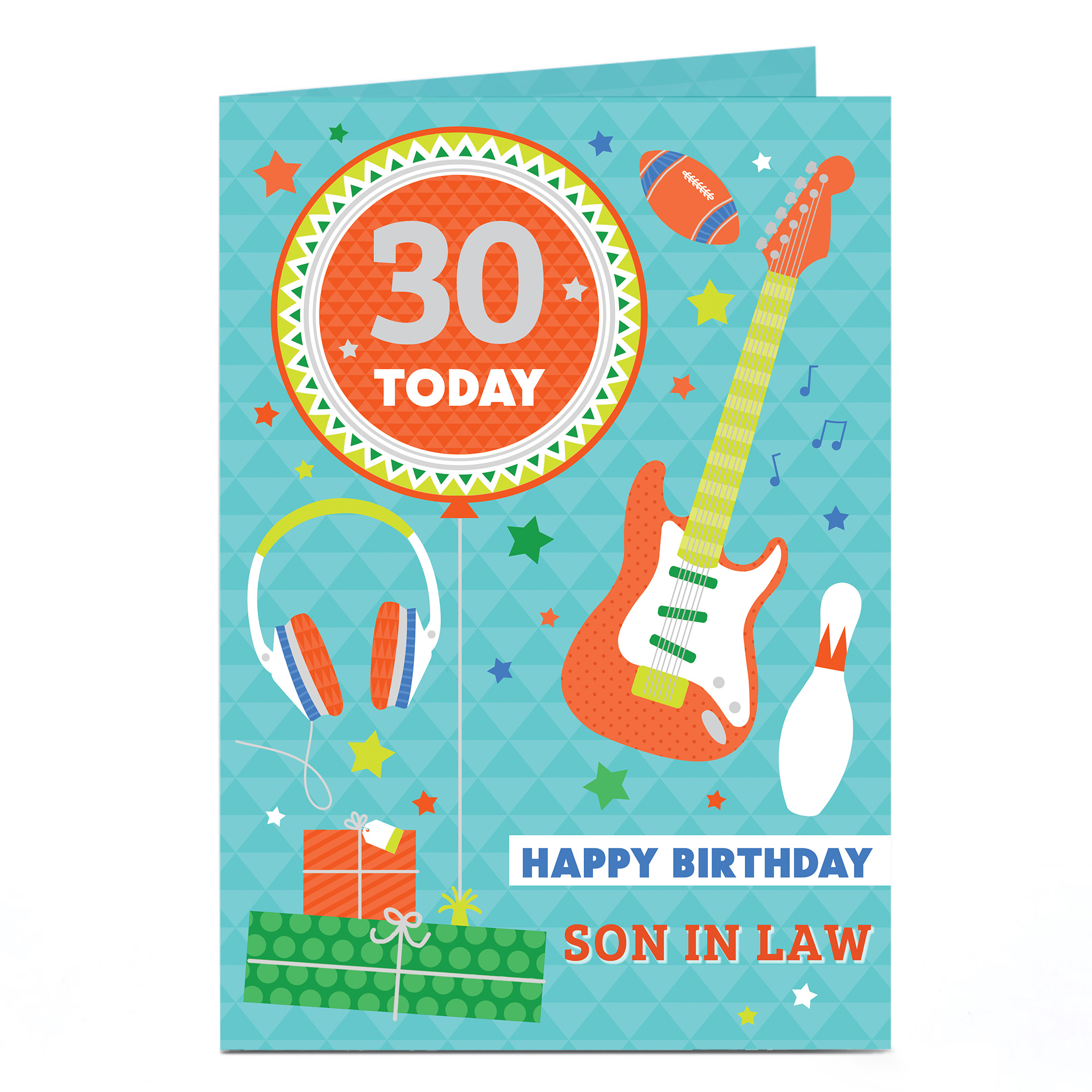 Personalised Editable Age Birthday Card - Son In Law, Guitar