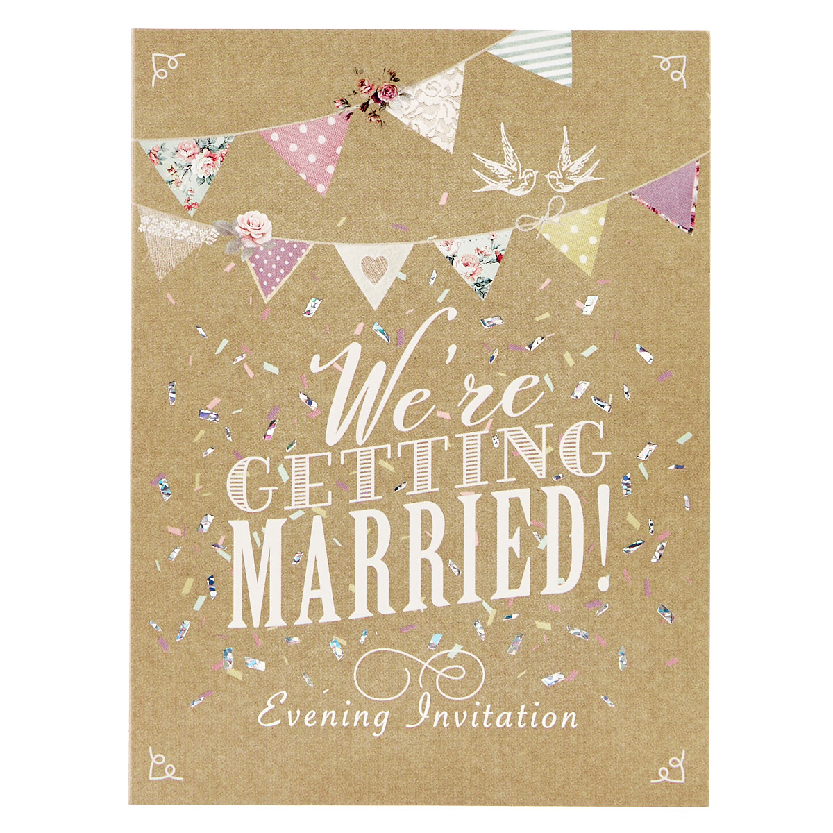 Evening Wedding Invitations, Bunting - Pack of 12