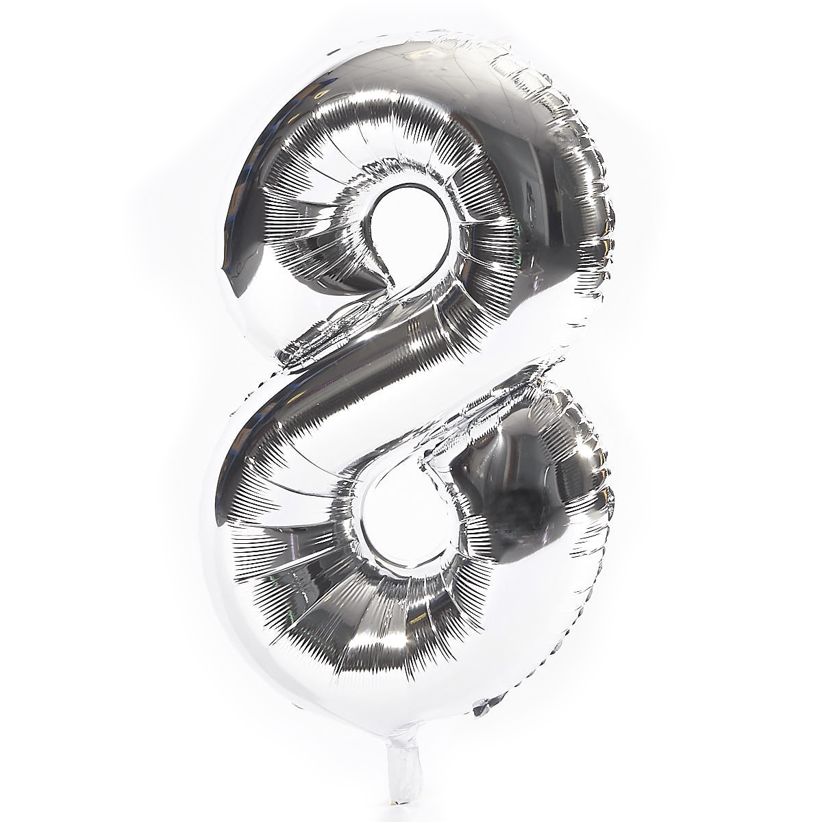Age 80 Giant Foil Helium Numeral Balloons - Silver (deflated)