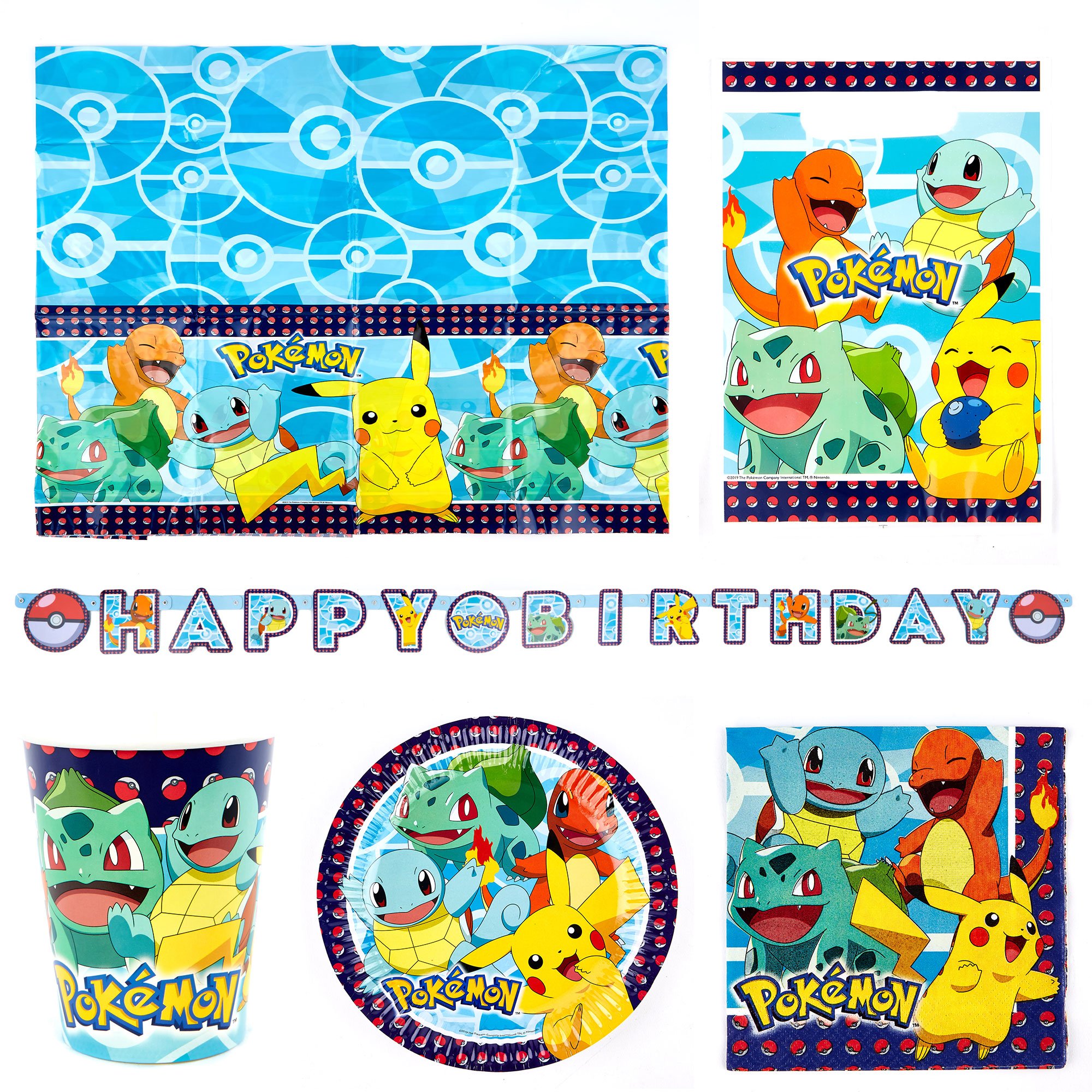 Pokémon Party Tableware & Decoration Bundle - 16 Guests
