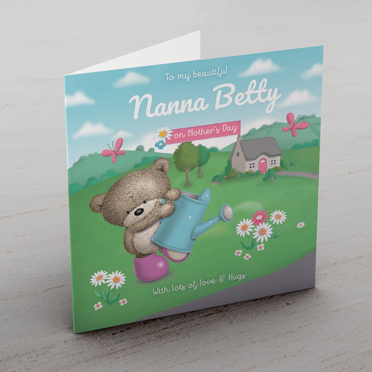 Personalised Hugs Mother's Day Charity Card - Garden Bear