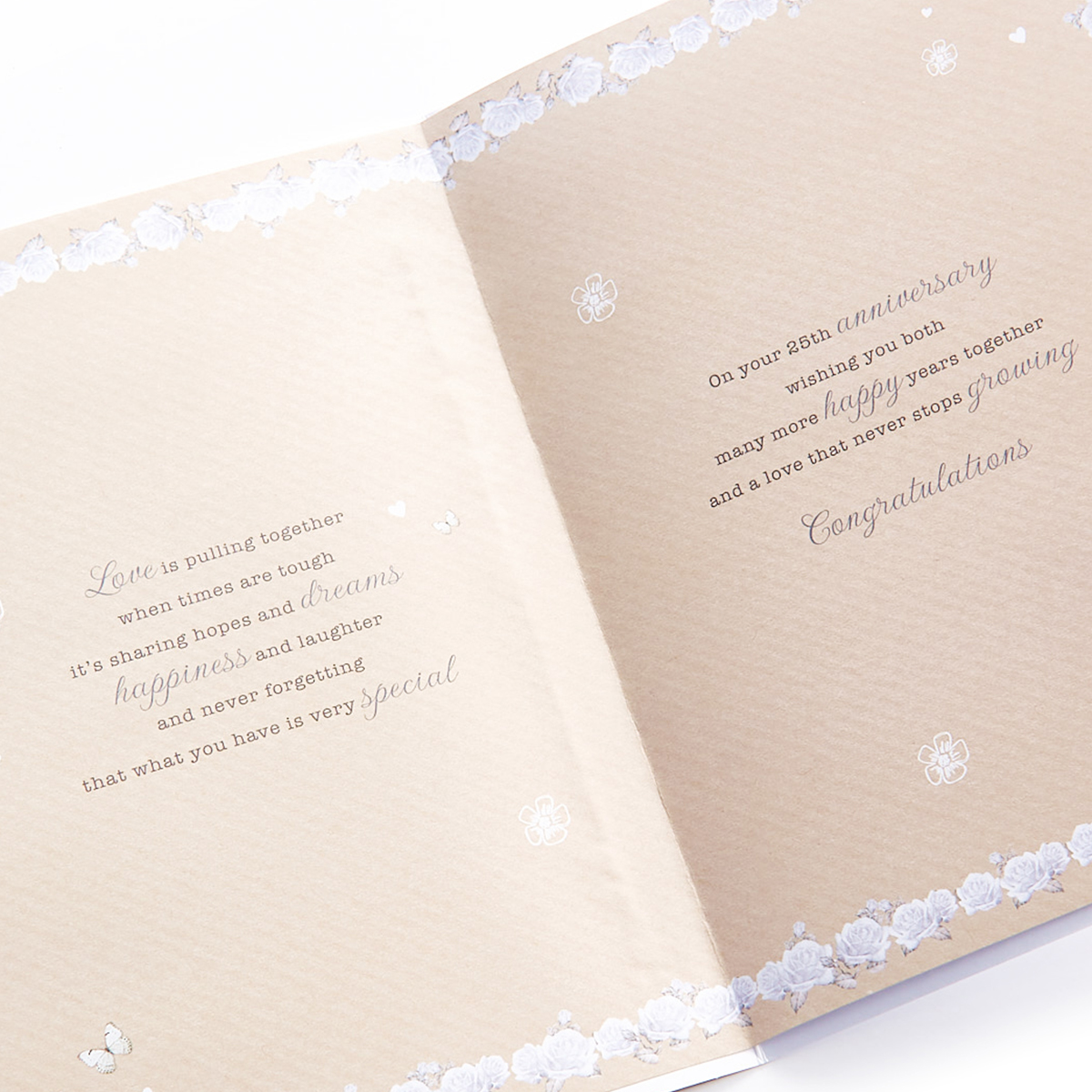 25th Wedding Anniversary Card - Silver