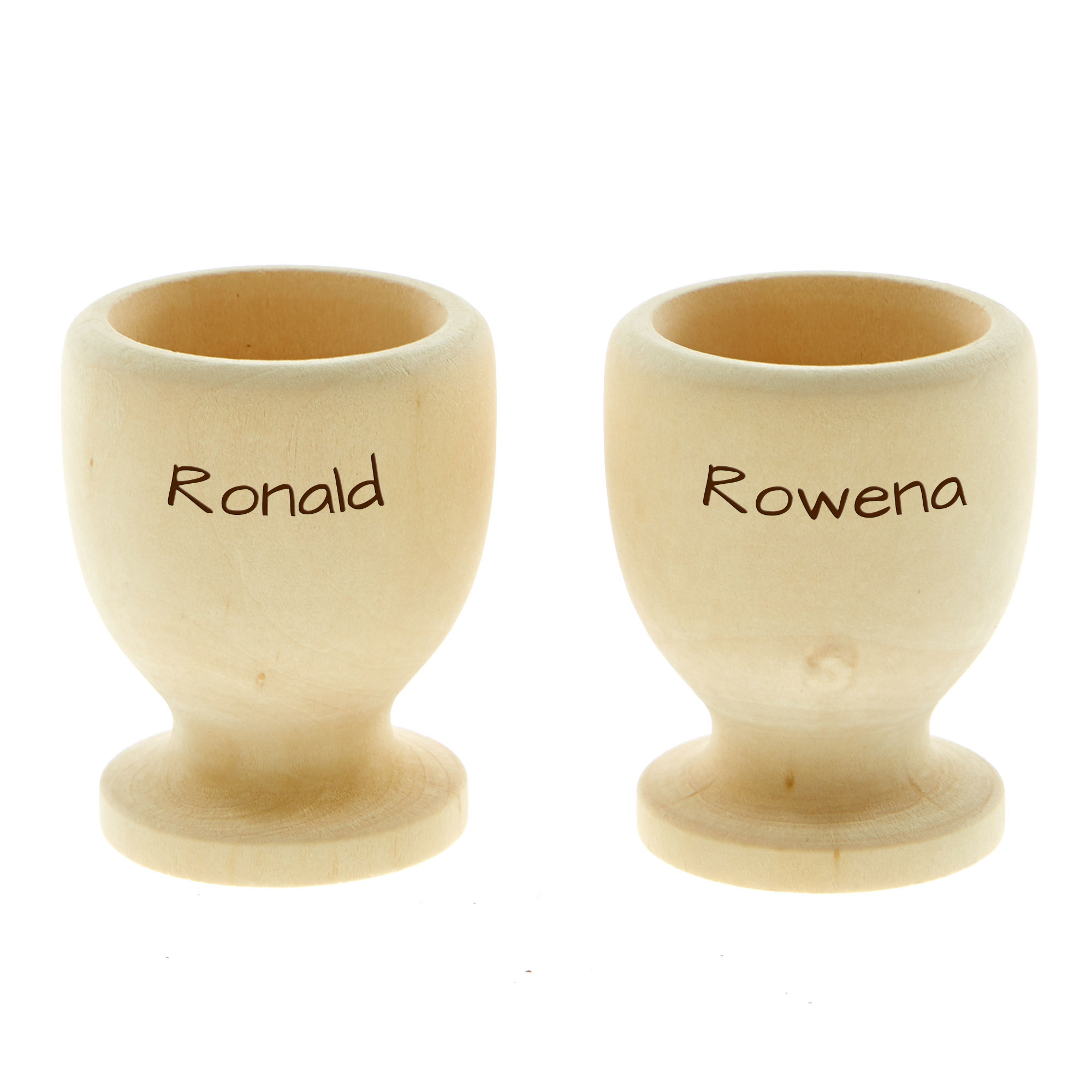 Personalised Engraved Set Of 2 Wooden Egg Cups - His & Hers